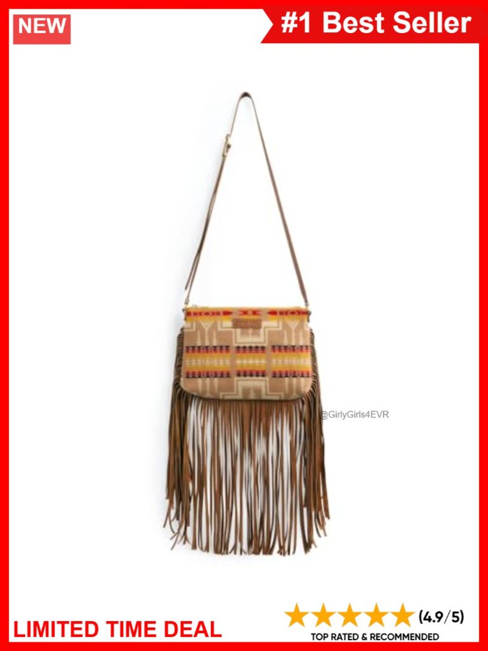 Wool & Leather Fringe Crossbody Bag Western Harding Design